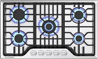30 inch Gas Cooktop with 5 Burners, Stainless Steel, NG/LPG Convertible
