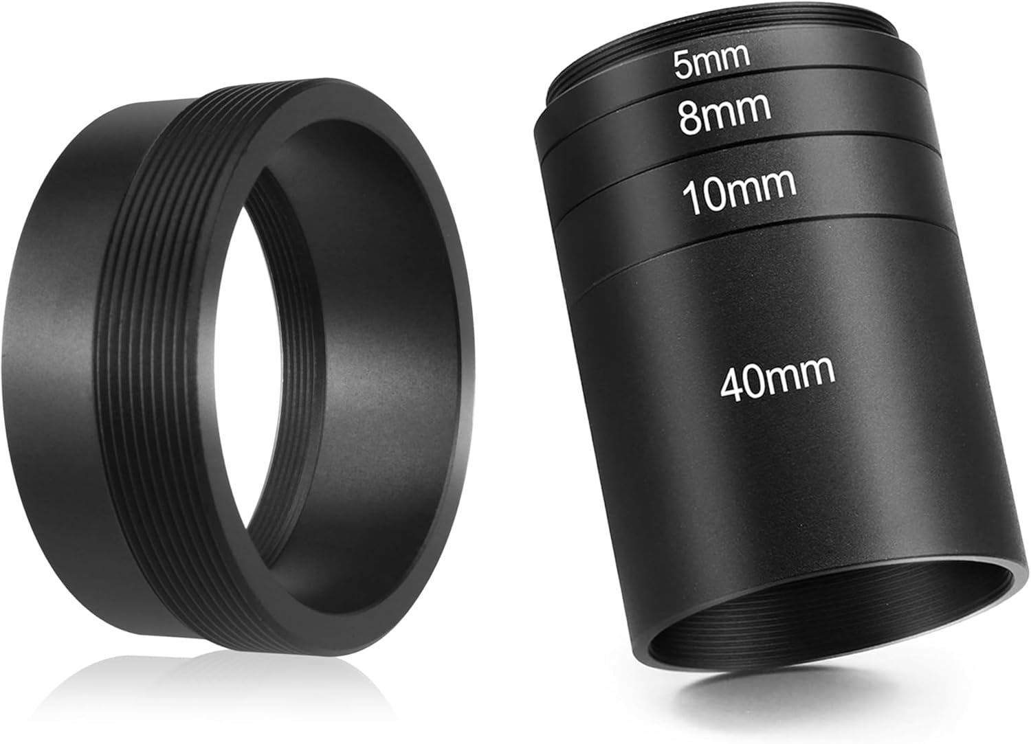 Astromania Astronomical T2-Extension Tube Kit for Cameras and eyepieces - Length 5mm 8mm 10mm 40mm - Bundle with - M42X0.75 Female to SCT Male Thread (2", 24 TPI) Telescope Adapter