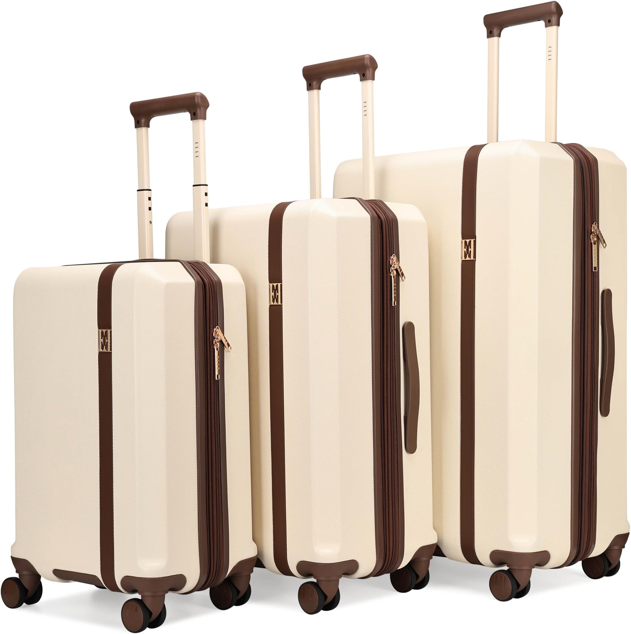 Luxe Journey 3 Piece Expandable Retro Spinner Luggage Set, Champagne