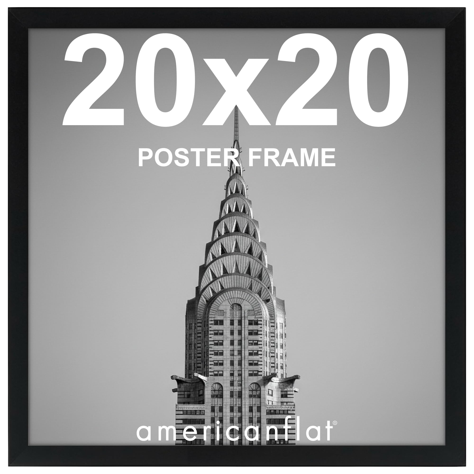 Americanflat 20x20 Poster Frame - Engineered Wood - Black