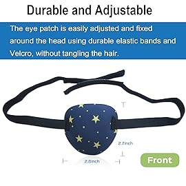 2 Pcs 3D Eye Patches for Adults and Kids, Adjustable Medical Eyepatch for Right or Left Eye,One Eye Cover for Amblyopia Lazy Eye,Pirate Costume(Black,Stars