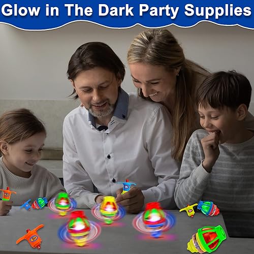 Miniatura 5 de Paquete de 20 camisetas giratorias con luz LED OVNI para niños recuerdos de fiesta de Halloween juguetes para aliviar el estrés luces intermitentes