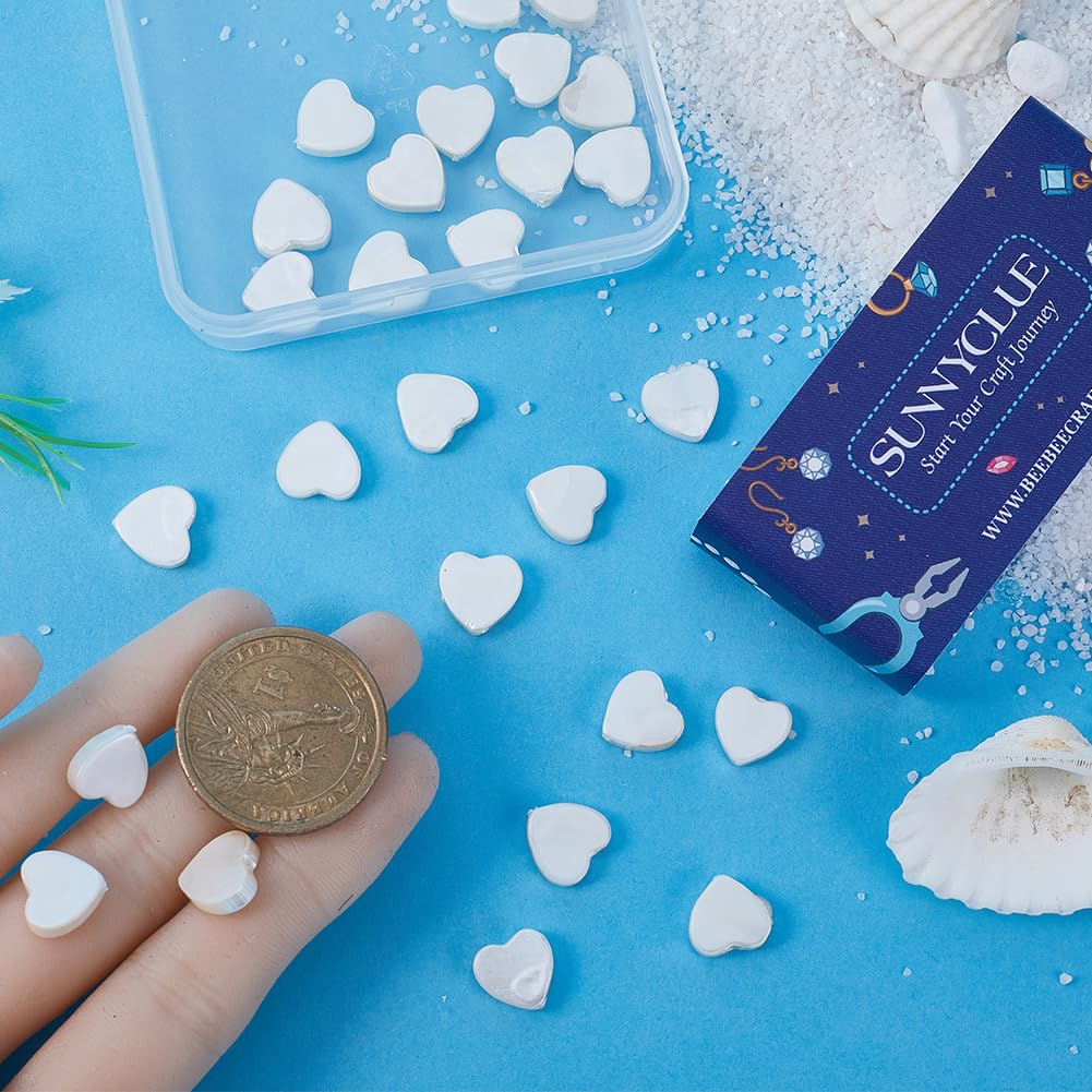 SUNNYCLUE 1 Boîte De 38 Perles De Nacre En Forme De Cœur