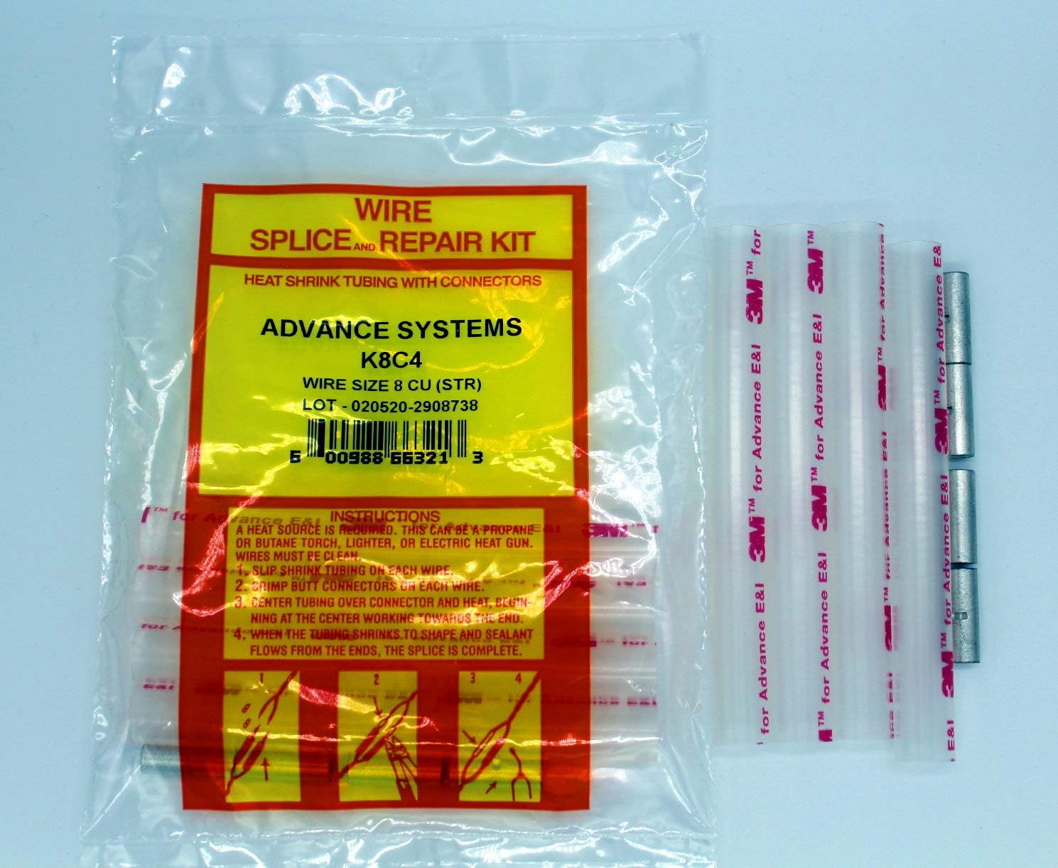 K8C4 Submersible Pump Wire Splice Kit Repair And Installation. #8 AWG, 4 Wires - Easy And Reliable - Crimp It, Shrink It, And Forget It!