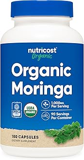 Nutricost Moringa Capsules 500mg, 180 Capsules (90 Servings) - Vegetarian Capsules, Non-GMO, Gluten Free