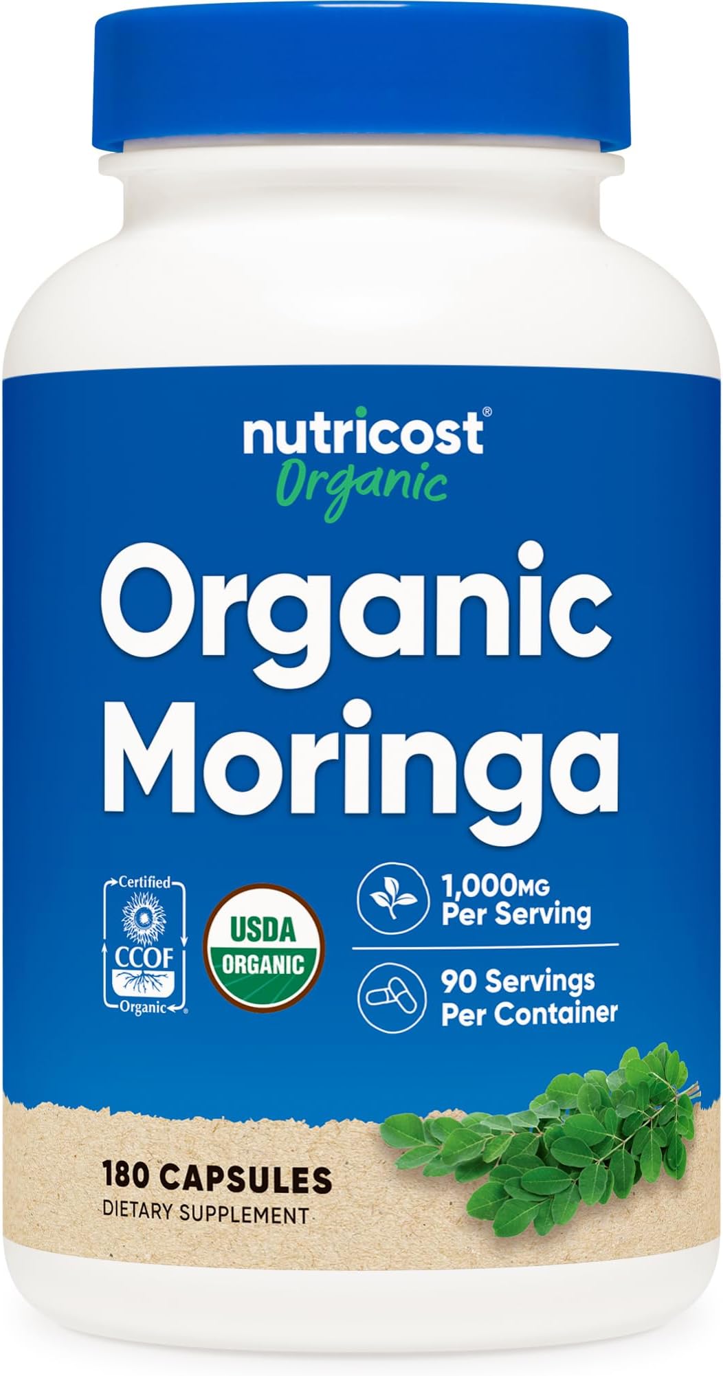 Nutricost Moringa Capsules 500mg, 180 Capsules (90 Servings) - Vegetarian Capsules, Non-GMO, Gluten Free