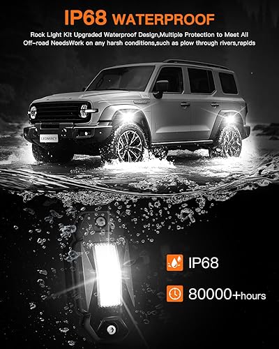 Miniatura 3 de Luces de roca blancas, kit de luces LEDMIRCY R2 de color blanco puro con interruptor de palanca y arnés de cableado, 12 piezas, luces para carro