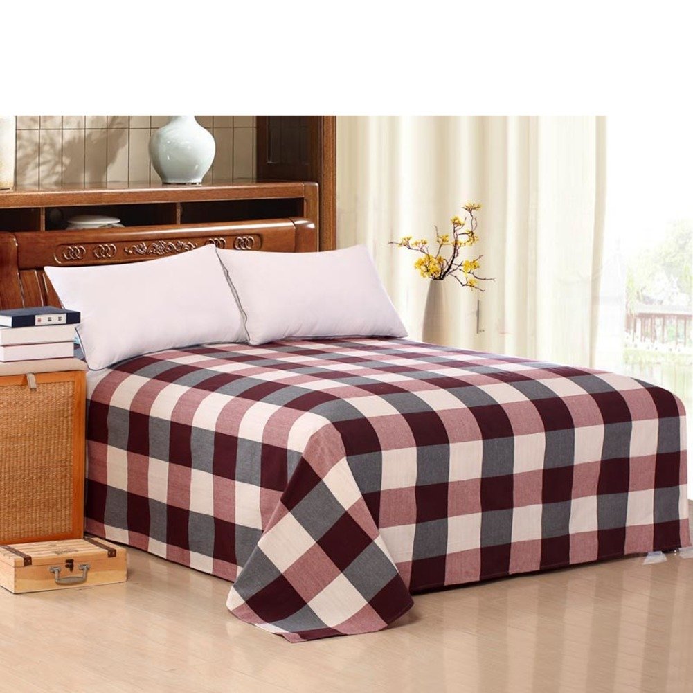 Drap de lit double rough à motif treillis 190x230cm pour lit adulte