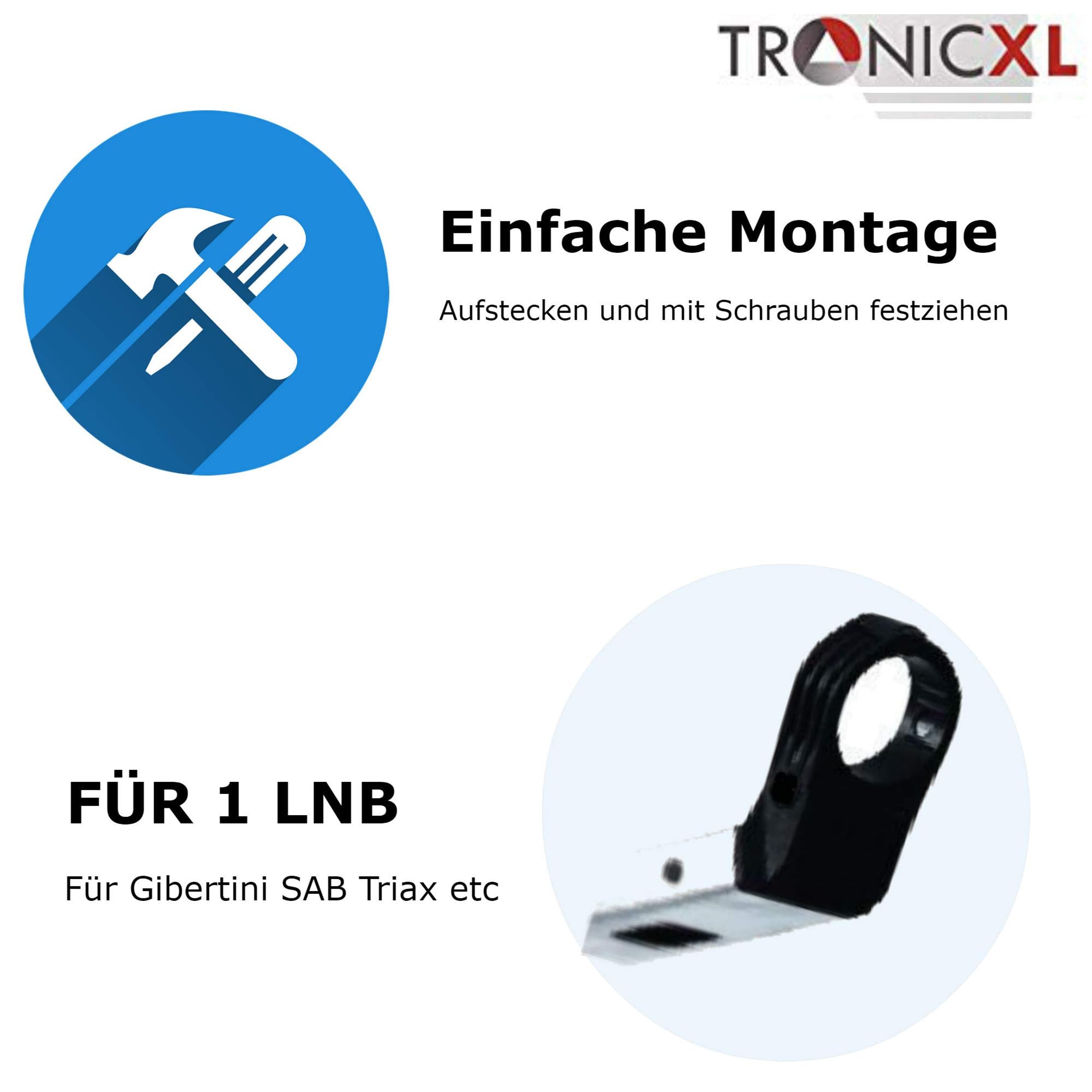 TechniSat SATMAN LNB Bevestigingsklem - Robuuste Aluminium Klem Voor 40mm LNB - Perfecte Pasvorm Voor AZ/EL Houder - Zilver