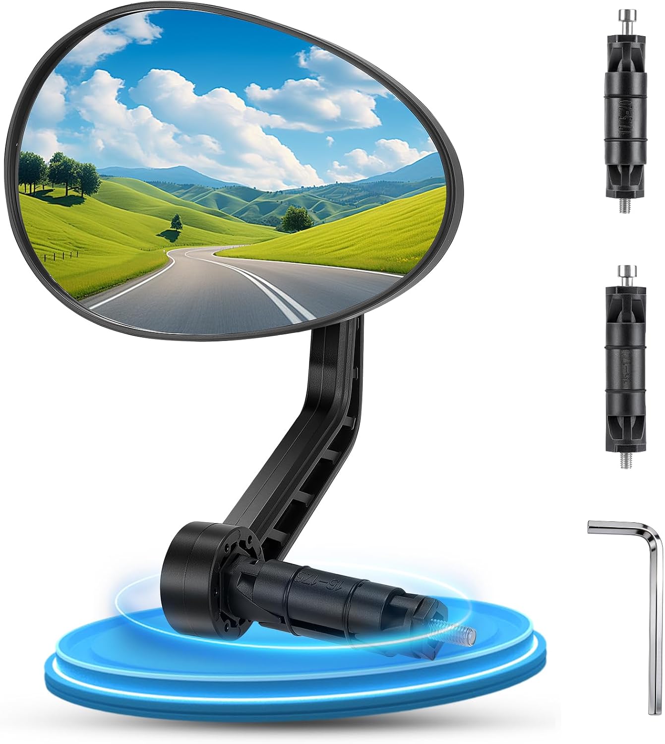 West Biking Universal Bike Mirrors – Safe Rear View for Bikes & E-bikes, Bicycle Mirror Compatible with 15-20 mm Handlebar Ends（One Piece ）