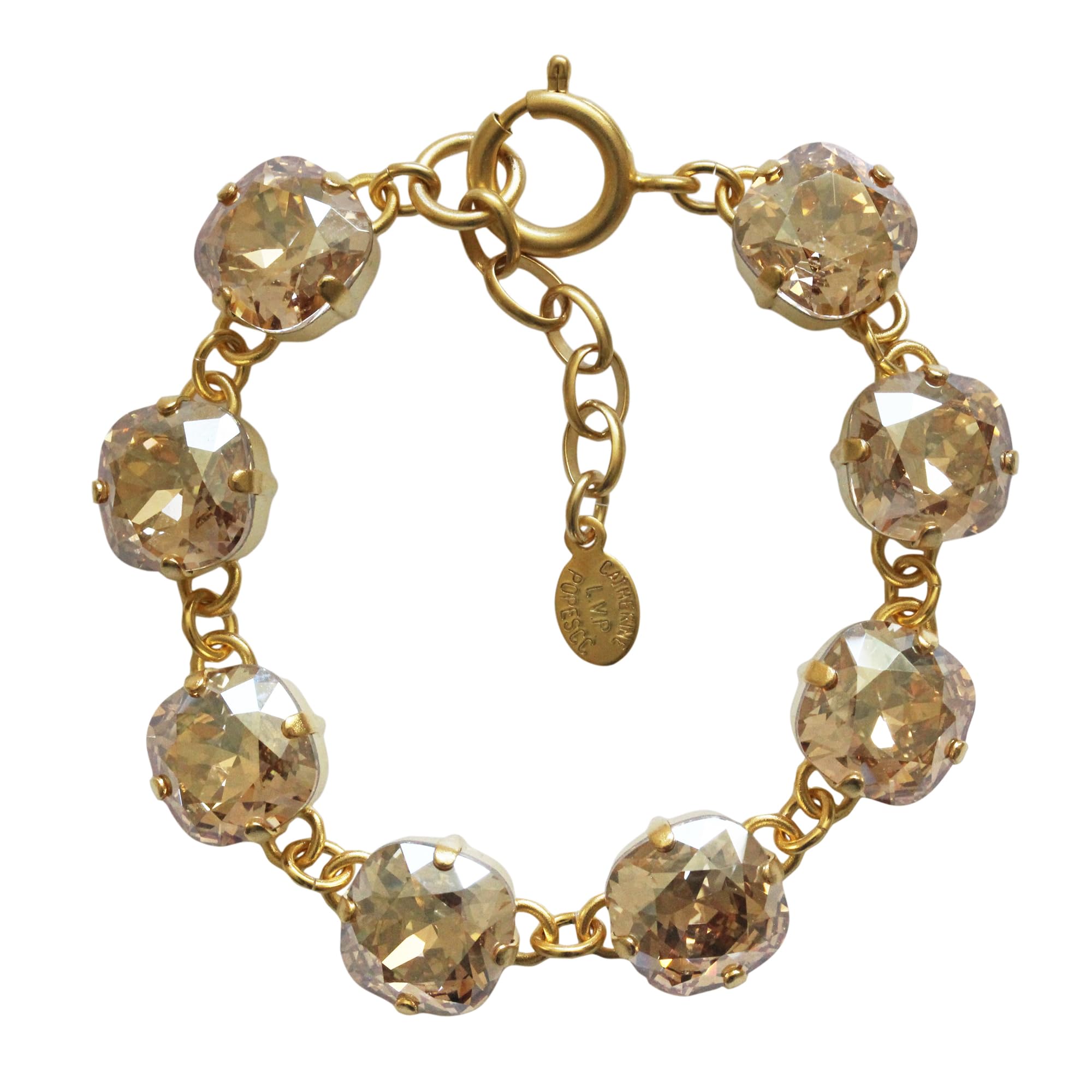 Goldtone Crystal Round Bracelet, Champagne 1696G