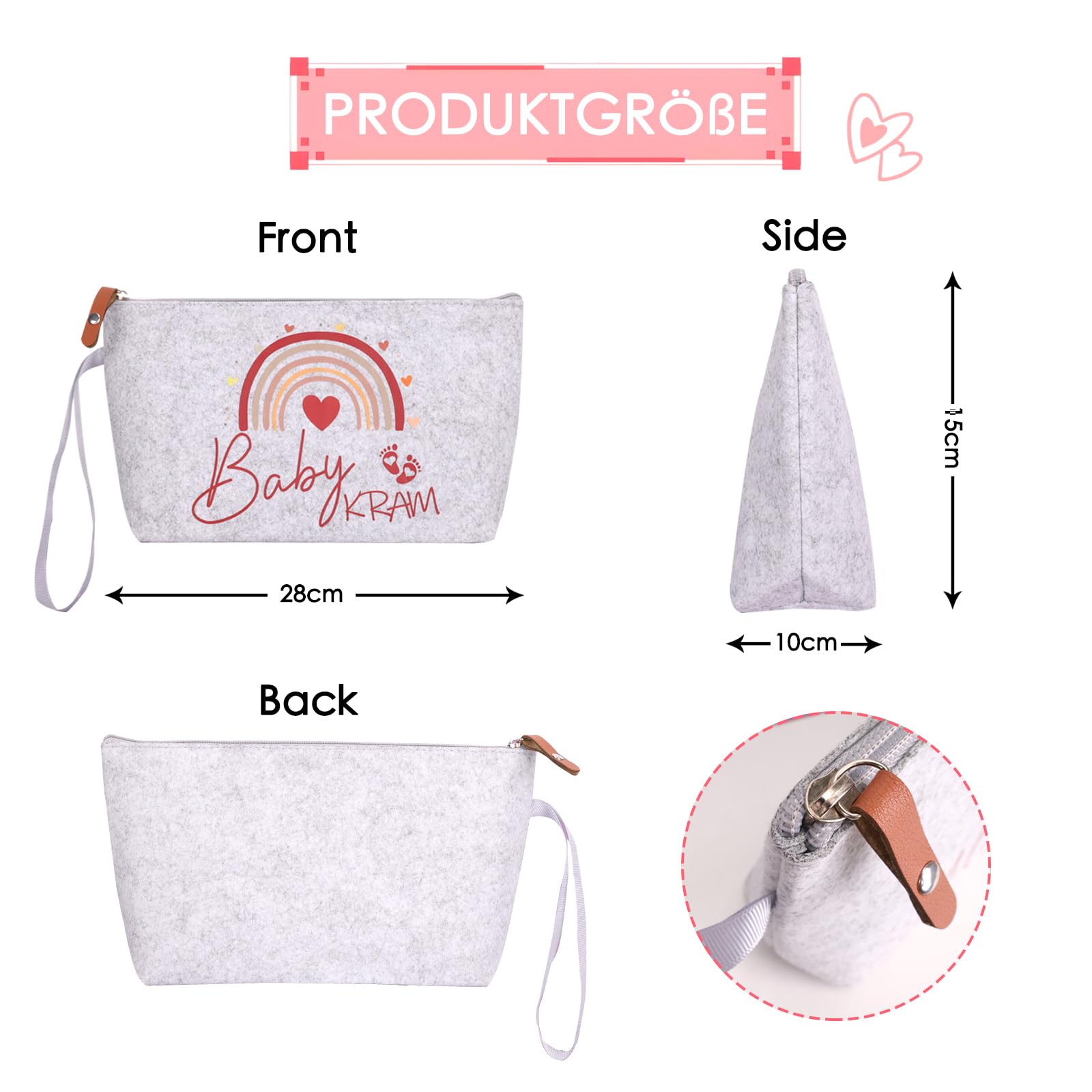 Lot de 2 sacs de clinique en feutre avec fermeture éclair pour futures mamans
