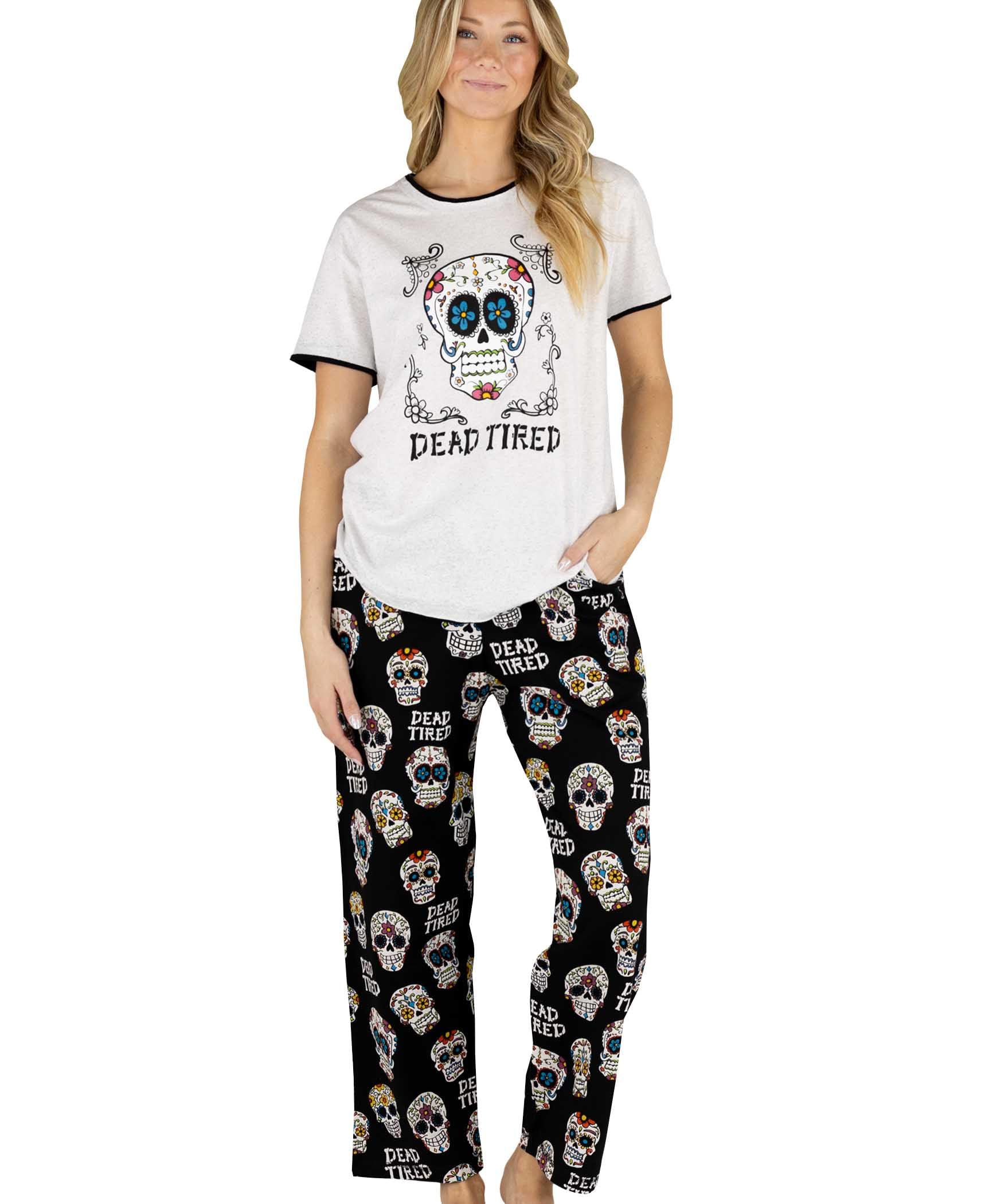Lazy OneWomen's Pajama Set, Short Sleeves with Cute Prints, Relaxed Fit