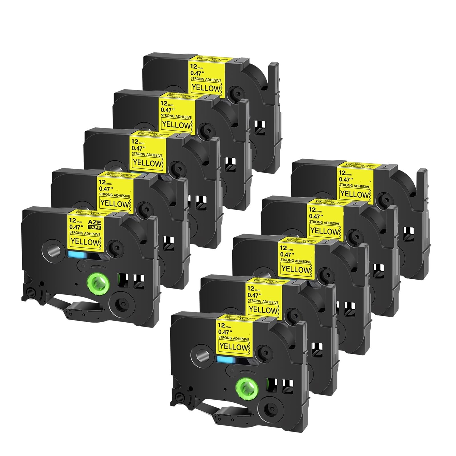 Confezione da 10 nastri for etichette 6 mm-24 mm nero su bianco giallo for etichettatrice(10PK Black on Yellow,18mm)