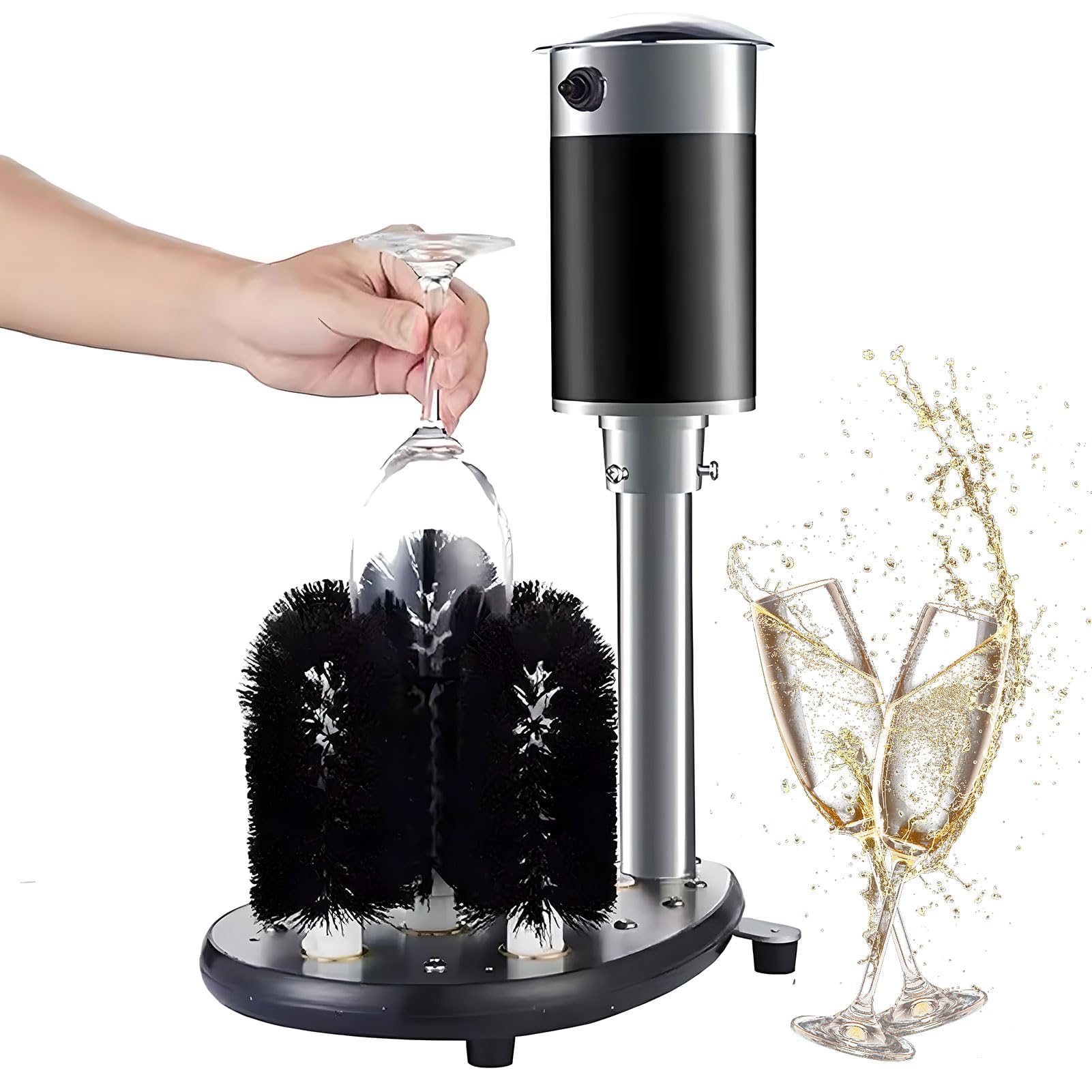 Lavadora de vidrio comercial, 1200 tazas/hora, máquina pulidora de vidrio con 5 cabezales de cepillo para bares, pubs y restaurantes