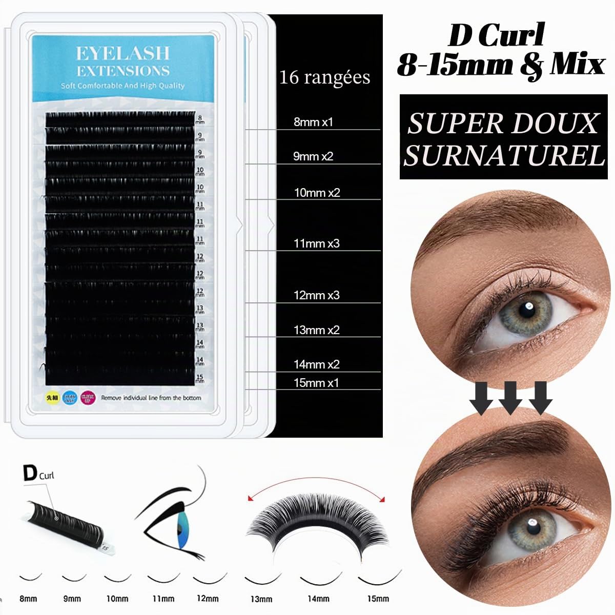 Kit d'extension de cils pour débutants avec tête de mannequin de cils, paupières remplaçables, faux cils, bandes d'entraînement pour cils, vaporisateur facial, pince à épiler, colle, ventilateur USB