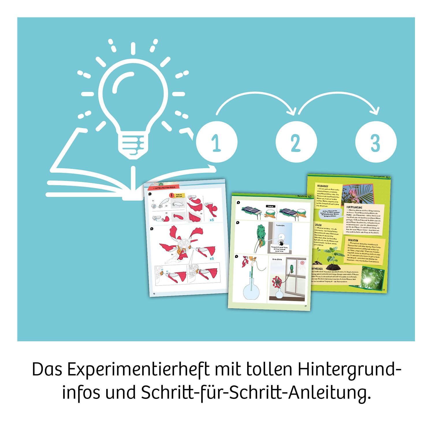 Kosmos 621476 Solar-Flower, rotierende Blütenblätter, Bewegungs-Effekt durch Solarzellen Motor und clevere Mechanik, Experimentierset für Kinder ab 8 Jahre, DIY, Sonnenenergie