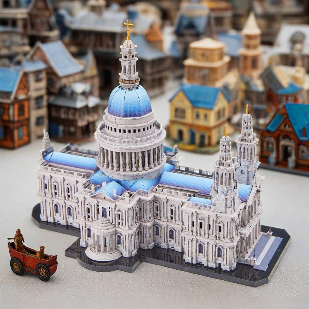 Piececool Puzzle in metallo 3D Cattedrale di San Paolo, Classica Architettura Generazione 3D Puzzle Modellino Adulto Puzzle 3D per Acciaio Inossidabile, Metallo, Regalo, Memoria, Collezione, 639 Pezzi