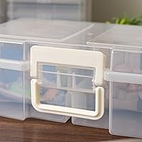 Vista 7 de IRIS USA 4 x 6 pulgadas, fabricado en Estados Unidos, paquete de 2 organizadores de fotos y caja de almacenamiento de imágenes con asa, 12 fundas
