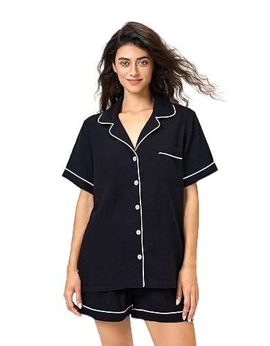 BESTOUCH Women's Pajama Sets 100% Pure Cotton Muslin Linen Feel