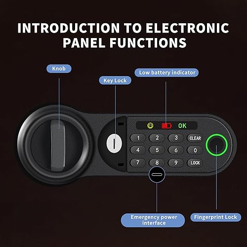 Miniatura 4 de HSGCJS Caja fuerte grande de huellas dactilares 1.93 pies cúbicos, caja de seguridad biométrica de huellas dactilares para el hogar con teclado