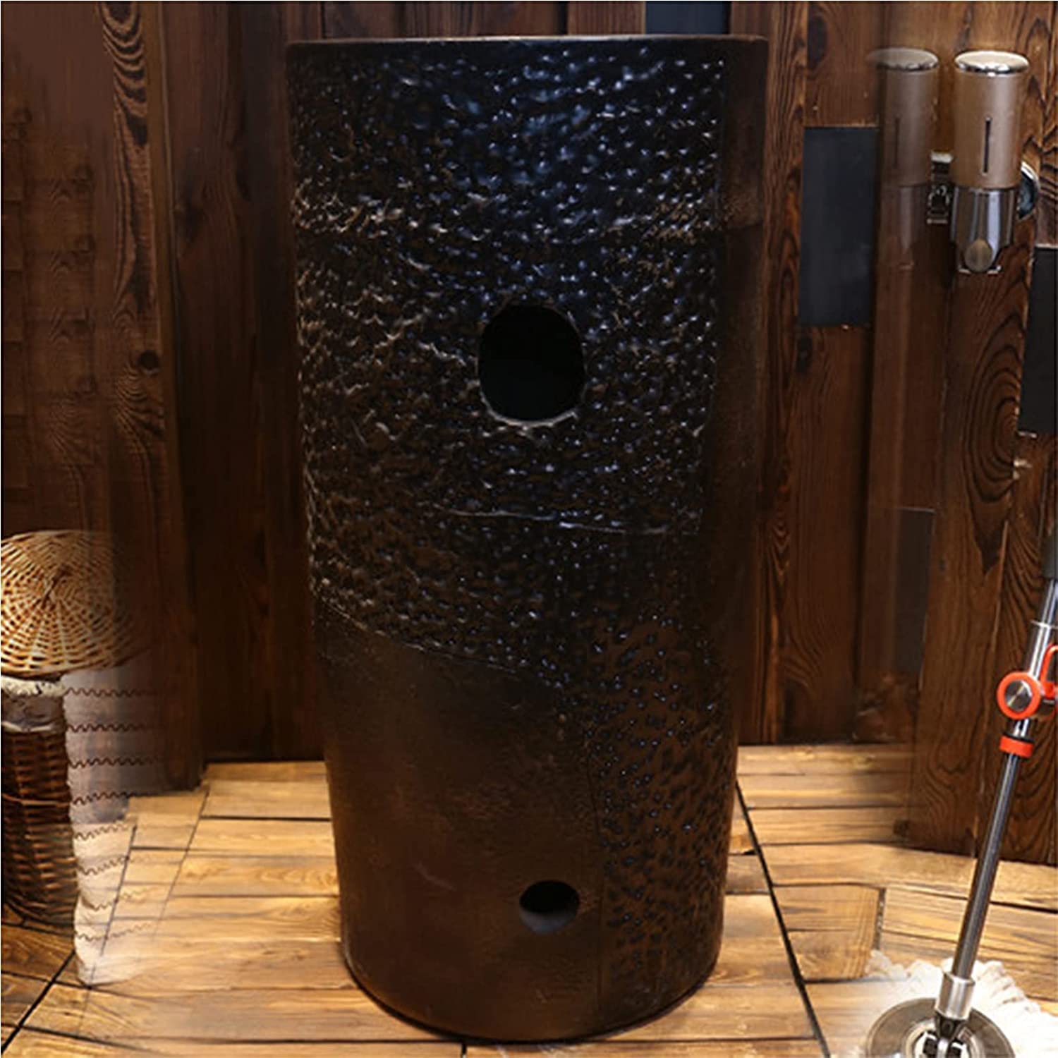 Fregadero de baño independiente con pedestal de cerámica con drenaje y grifo para interior y exterior, sin espejo