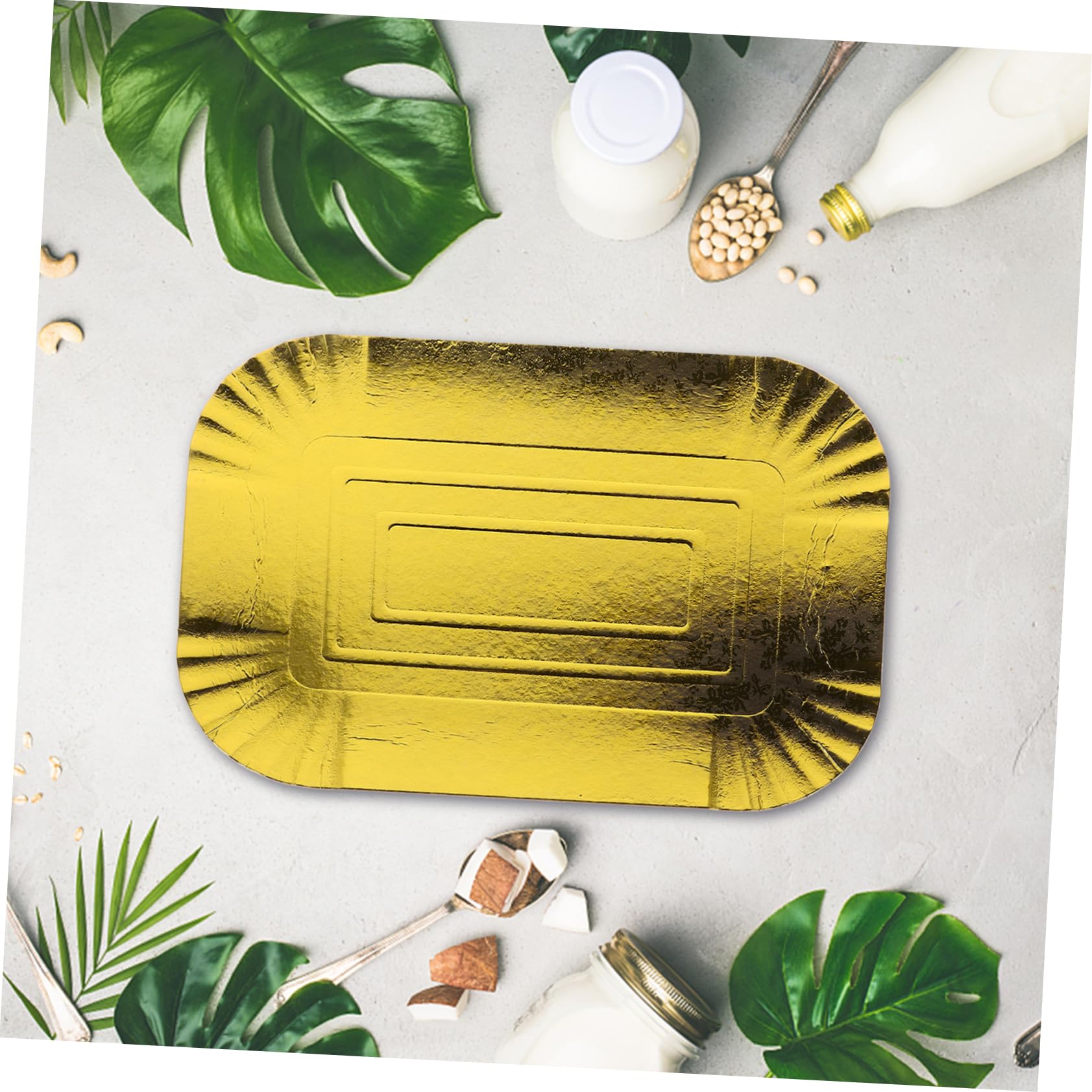 FRCOLOR Piatti di Carta Usa e Getta Oro in Carta Foglia di Alluminio, Design Semplice e Alimentare, Confezione da 10 Pezzi per Banchetti e Hotel