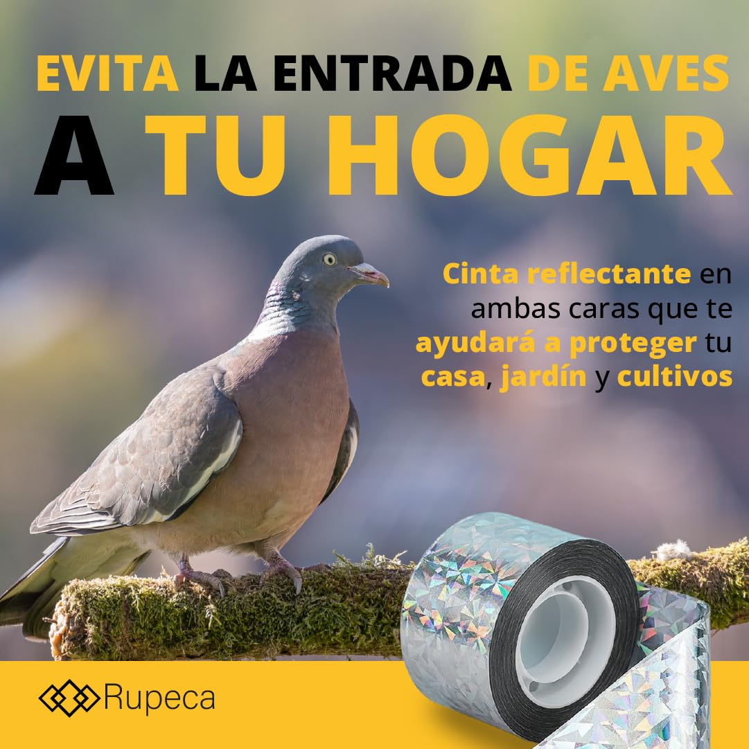 Rupeca 80M x 4,8CM Cinta Repelente de Aves - Ahuyentador de Pajaros - Espantapajaros Exterior - Espanta Palomas — view 2