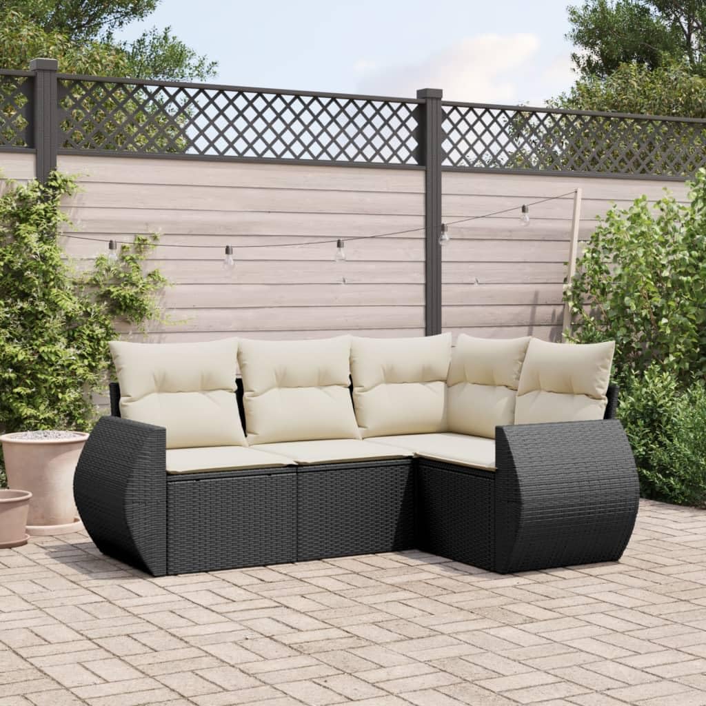 Salon de jardin en polyrotin Homgoday avec coussins noirs pour terrasses et soirées d'été