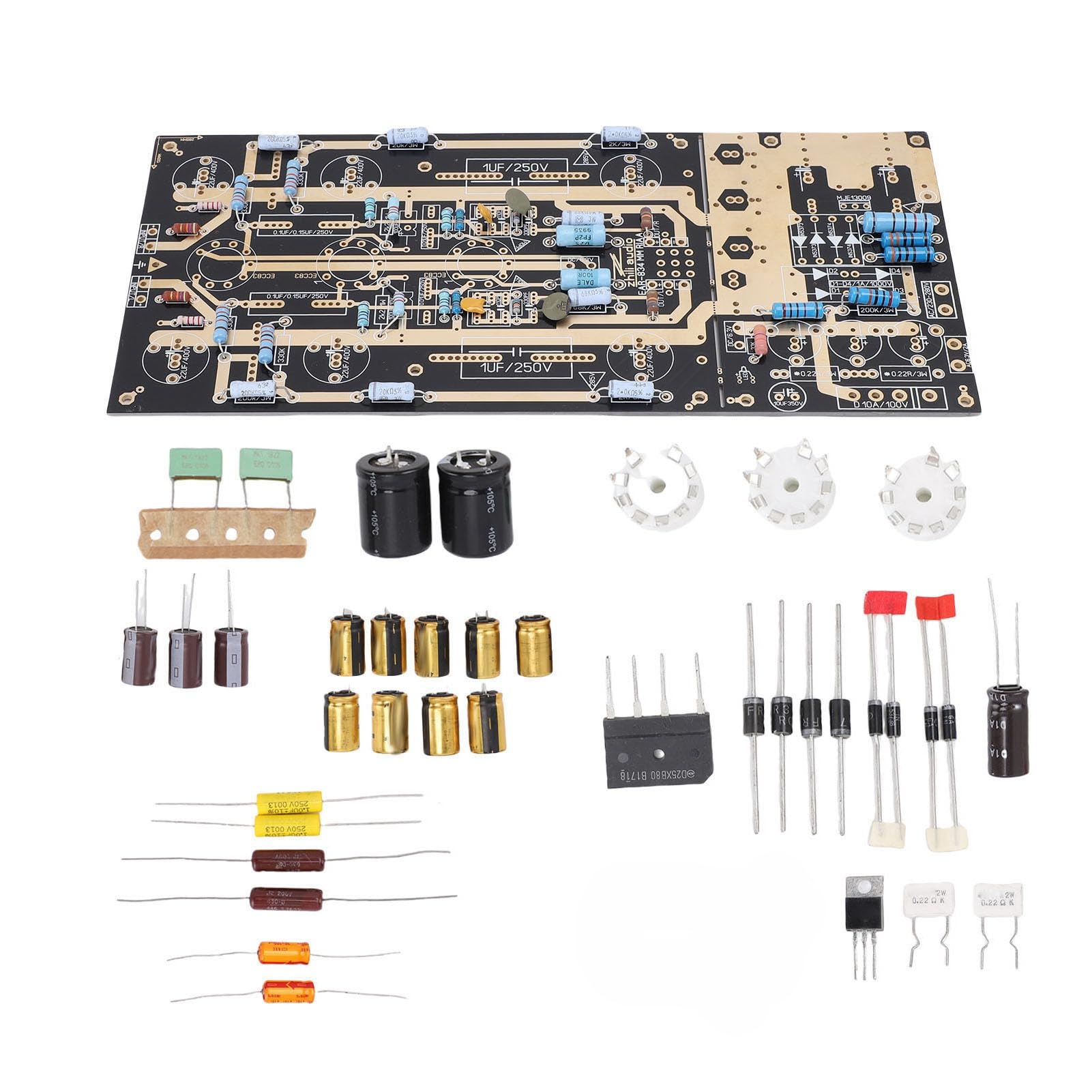 Duokon Scheda Amplificatore di Potenza Scheda Amplificatore Fono PCB per Tubi ECC83 5,12 X 11,22 Pollici Equalizzazione RIAA 3 Prese per Tubi Giradischi Audio Fai da Te per l'ascolto di Vinili