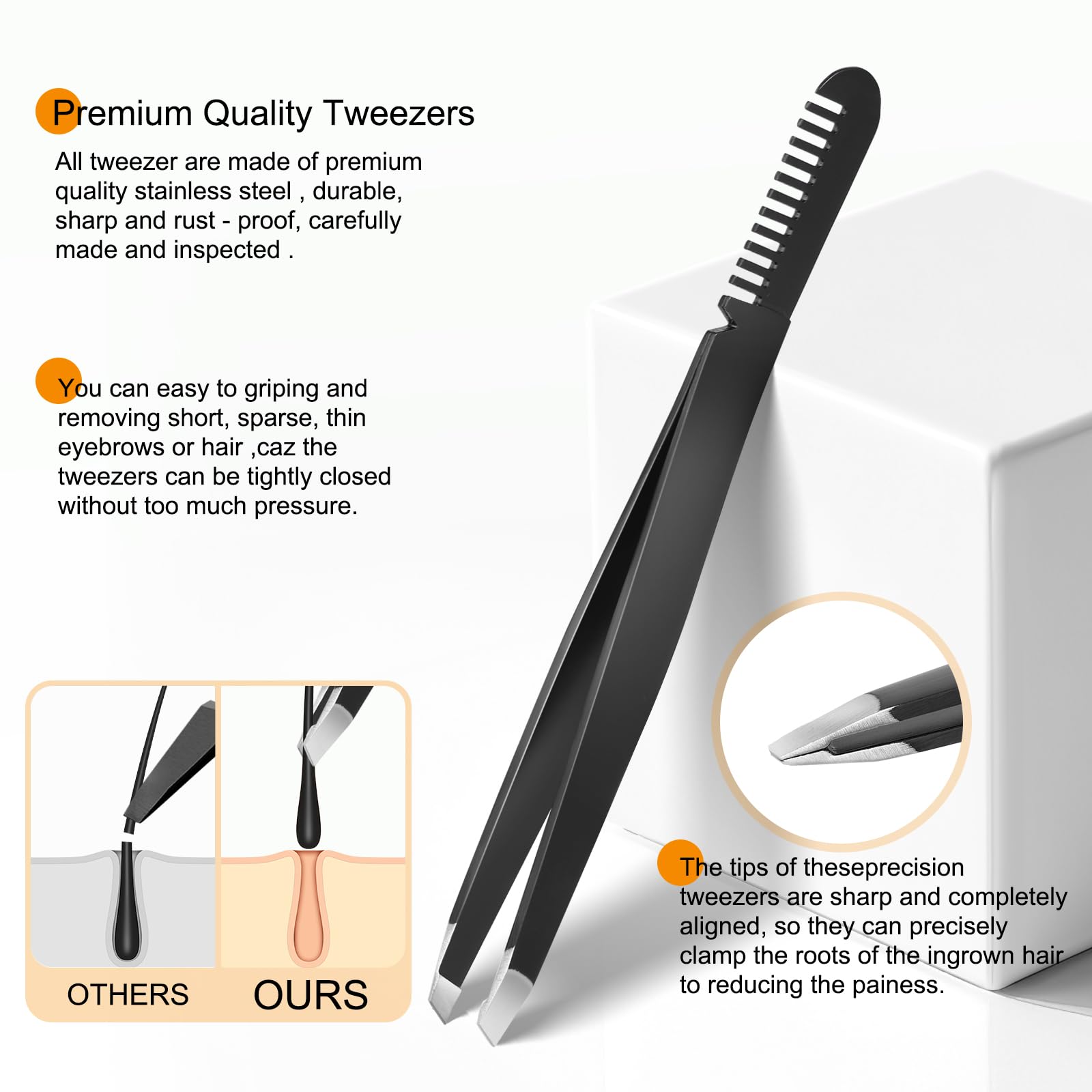 Pinzette di precisione per sopracciglia,Pinzetta e Tagliaunghie Set,Manicure con pinzette, Precisione Pinzette di Kit da viaggio per la cura degli Uomo Grooming Kit,9 pezzi, in acciaio inossidabile