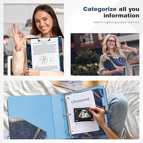 Miniatura 150 de Ospelelf Mini 3 Ring Binder, 2 Inch, Cute Pink Marble Binder for 5.5" x 8.5" with 5 Tab Dividers, File Folder Labels and Low Profile Clipboards