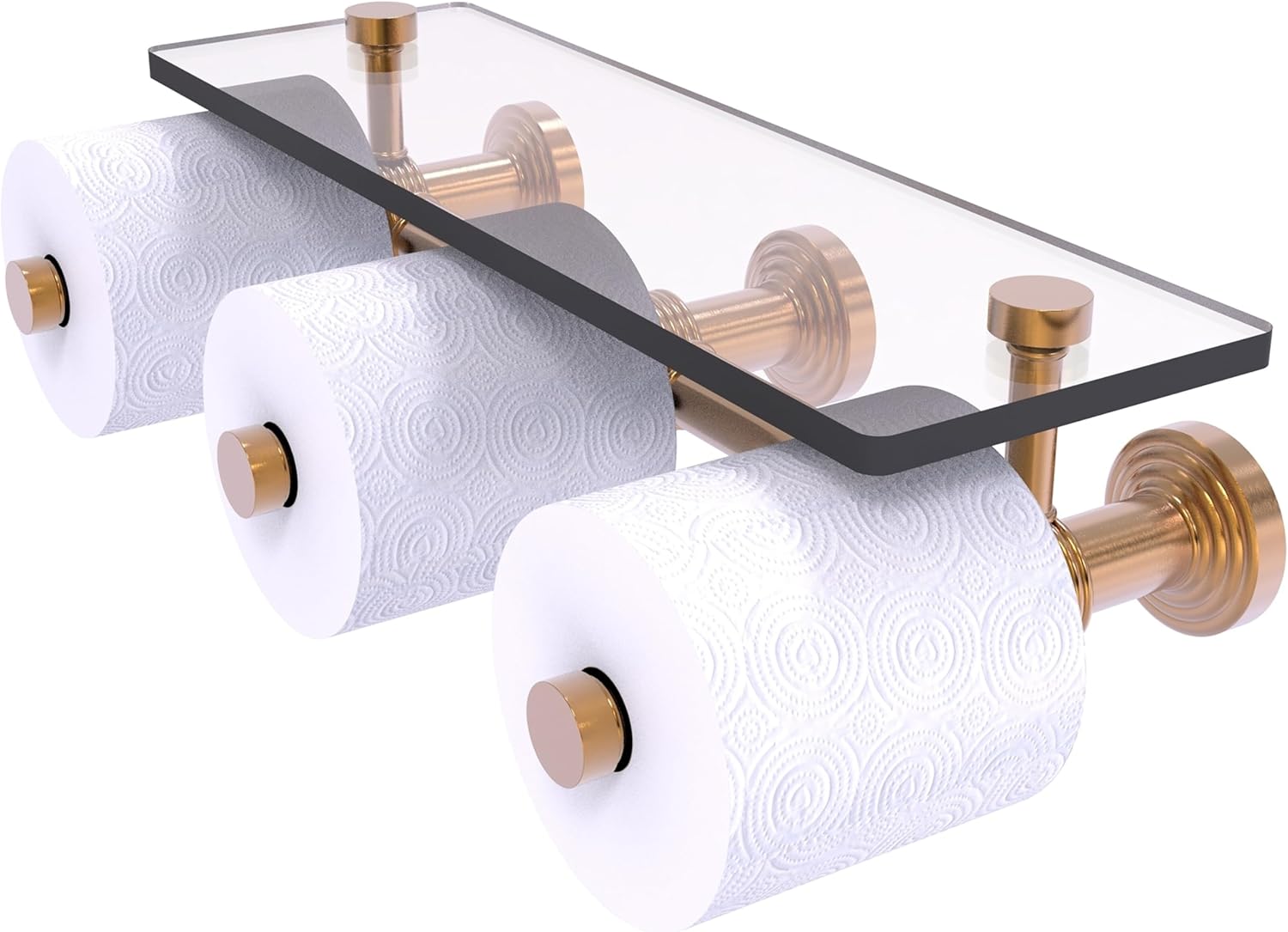Allied Brass WP-35-3S Waverly Place Collection Horizontal Reserve 3 Roll Glass Shelf Toilet Paper Holder, Venetian Bronze