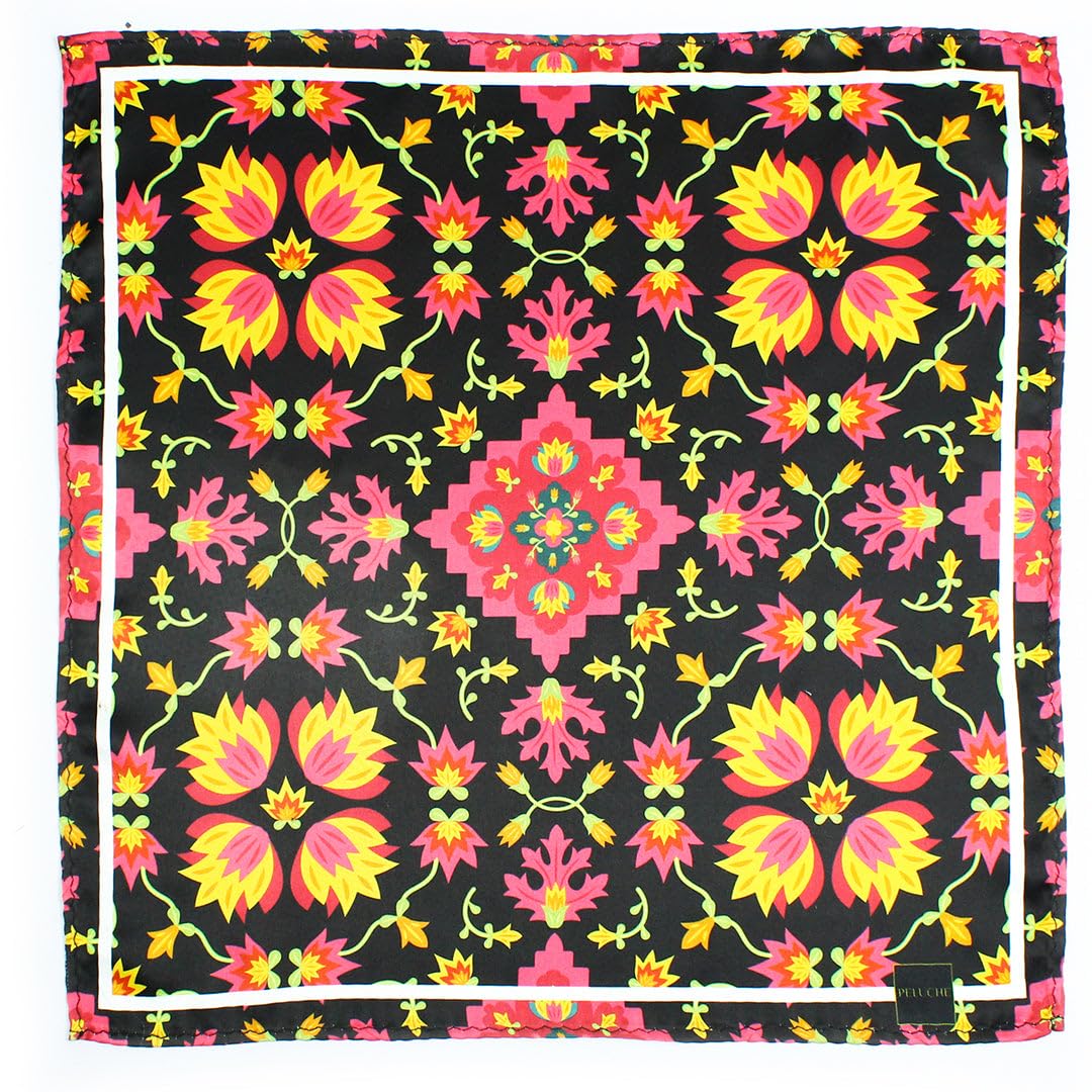 peluche Petals in Paradise Ensemble Multicolor Pocket Square for Men (14X14 inches)-picture-42