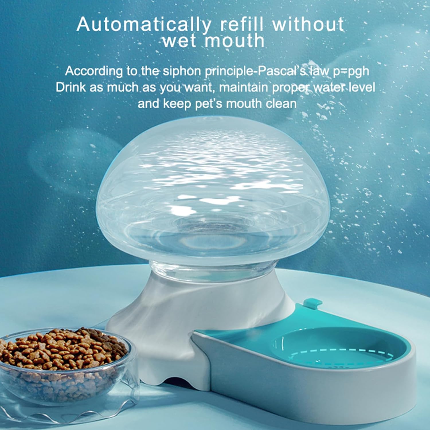 Cats Fountain Dog Quiet Water Dispenser Automatic Feeders 71oz Filtered with 2pcs Feeding Bowls No Power Required Cats Fountains Drinking Bowl Quiet Small Pet Automatic Small Dog Fountain Bowl