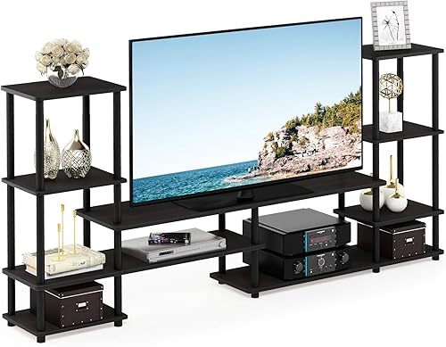 FURINNO Gran centro de entretenimiento Turn-N-Tube, Espresso / Black Espresso,Roble francés,Negro,Columbia Nogal/Negro,Marrón oscuro,2-Marrón