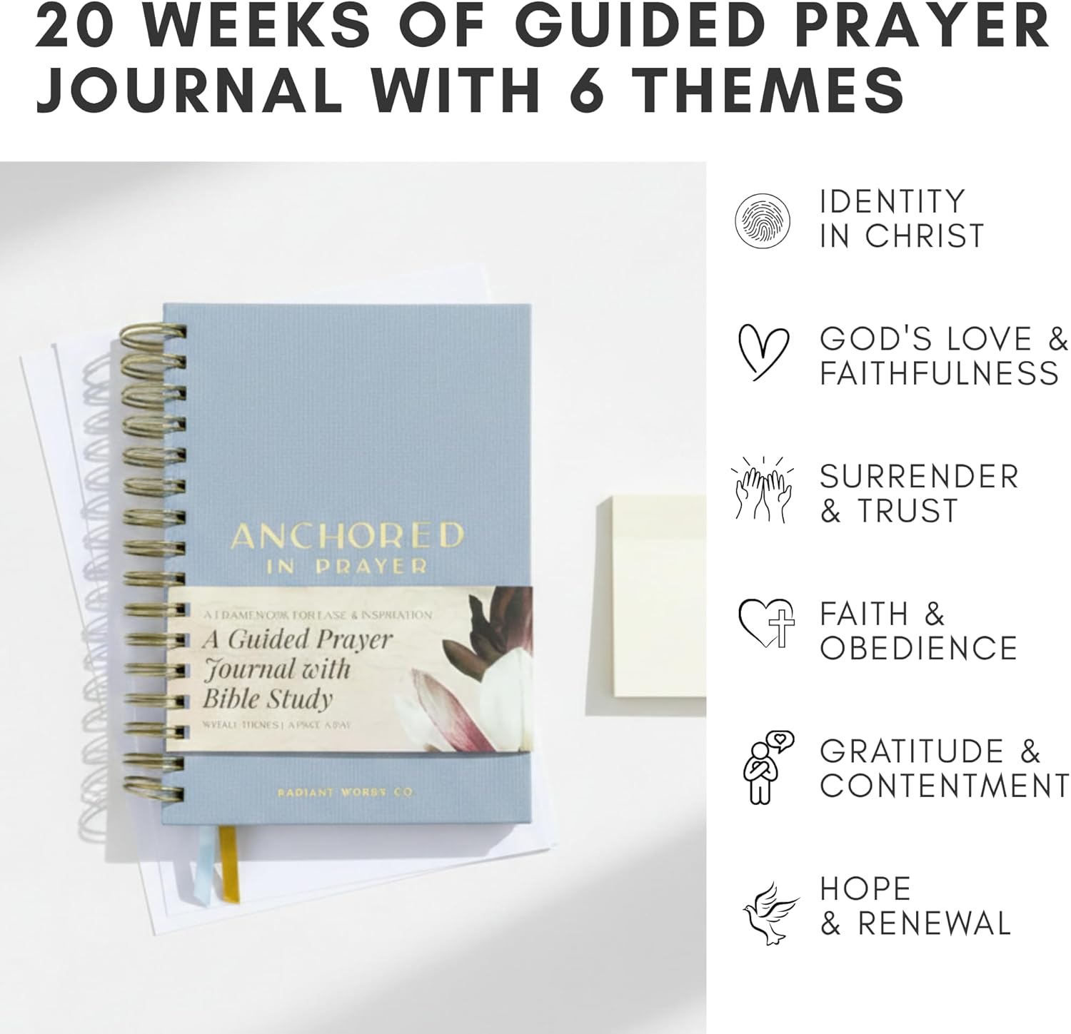Prayer Journal with Bible Study - 20 Weeks Guided Daily Prayer Journal for Woman to Strengthen Faith, Religious Prompts for Spritual Growth