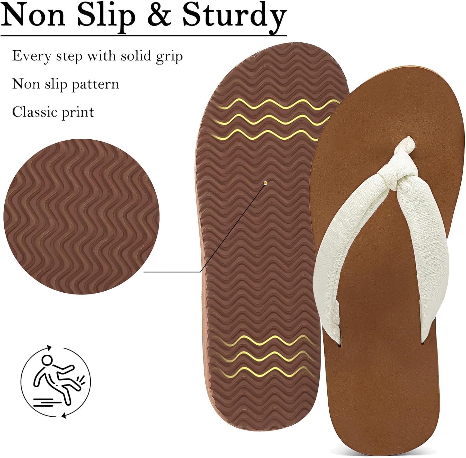 Flip Flops for Women,Yoga Mat Flip Flops Women,Beach Thong Sandals for Women,Indoor and Outdoor Womens Flip Flops 7.5 Beige image 3 of 6 B0DK3MMZGT