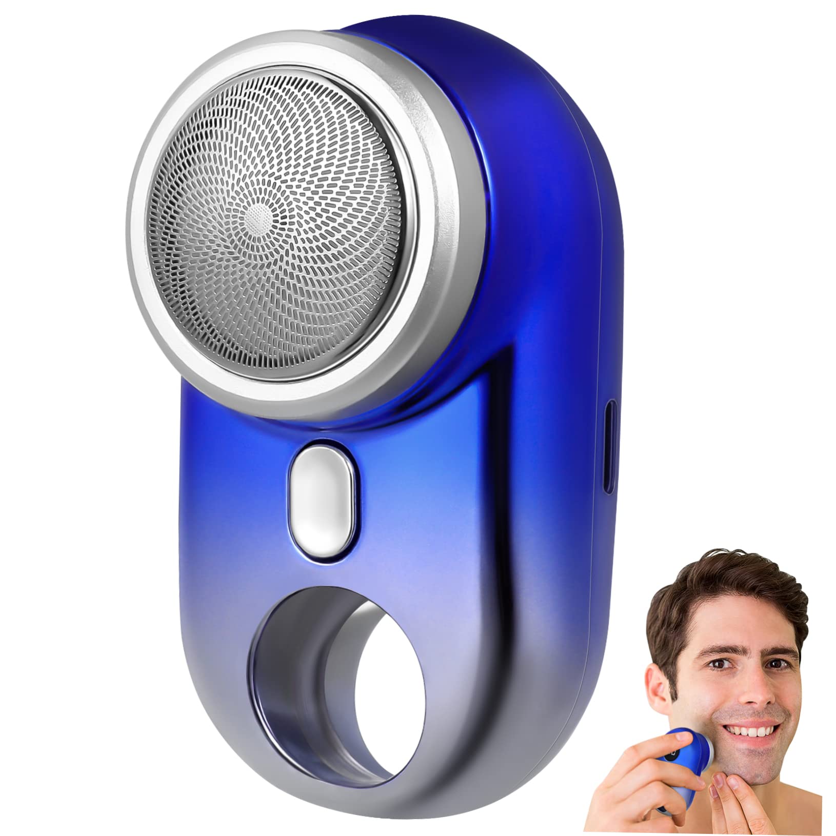 UKCOCO Mini Rasoio Elettrico da Barba, Ricaricabile 250mAh, Motore ad Alta Velocità, ABS, Ipx7, Ultra Leggero, per Rasatura Quotidiana