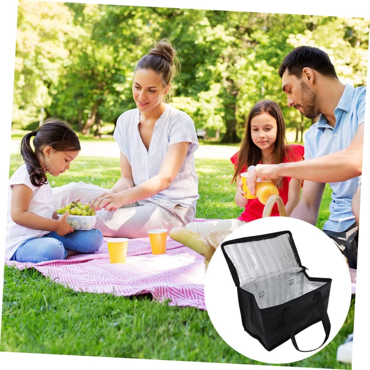 Camping Insulated Bag with Zipper for Food Capacity Thermal Insulation Bag for Outdoor Use for Picnics and Grocery Transport