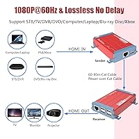 Vista 3 de Basicolor Extensor USB HDMI con 4 puertos USB2.0 KVM sobre Cat6/Cat6e hasta 262 pies (262.5 ft), transmisión de video HD 1080P sin pérdida