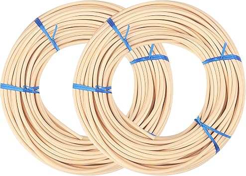 2 rolls # 8 Spline, 66 Ft Each roll Reed Spline, Diameter 0.2 In5mmNatural Cane Webbing Roll, and Round Reed Coil for DIY Furniture Making and Wicker Weaving, Winding, Modeling, Decor, Aromatherapy