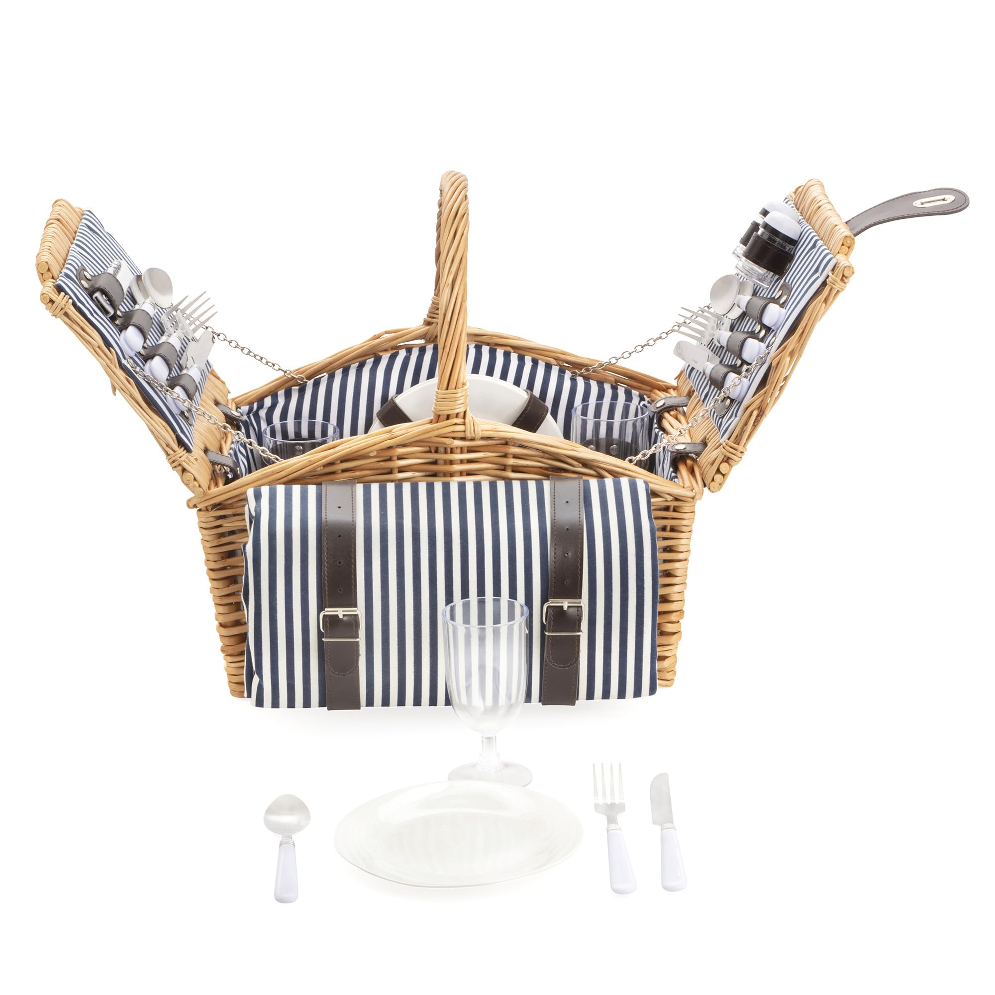 Dutch Mountains Panier Pique-Nique pour 4 Personnes Deluxe - Sac Pique Nique 24 pièces avec Couverture