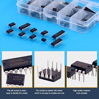 Hilitchi 10Values Integrated Circuit Chip Assortment Kit opamp, Single Precision Timer, pwm LM324 LM358 LM386 LM393 UA741 NE5532 NE555 PC817 ULN2003 ULN2803(50)