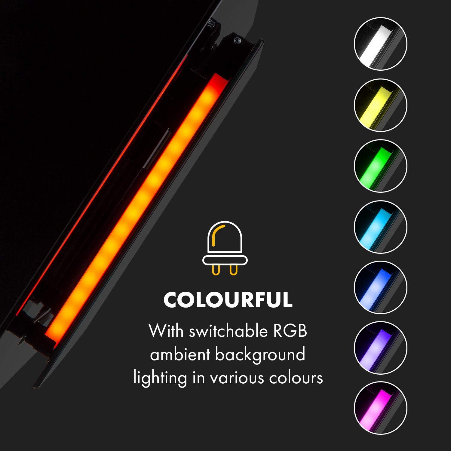 KLARSTEIN Eleonora - hotte aspirante, CEE A++, capacité: 426 m³/h, commande tactile, éclairage LED RVB, 60 dB, évacuation ou recirculation d'air, filtre à graisse, 90cm - noir