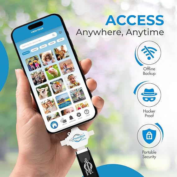 ThePhotoStick Omni 128GB (2 Pack) USB Flash Drive & Memory Stick Automatic Photo & Video Backup for iPhone, Android, Mac & PC Multiport Connection to Easily Store & Transfer Files