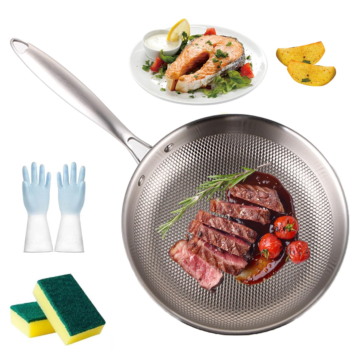 Poêle à frire antiadhésive 24cm induction gaz et électrique 1.9L