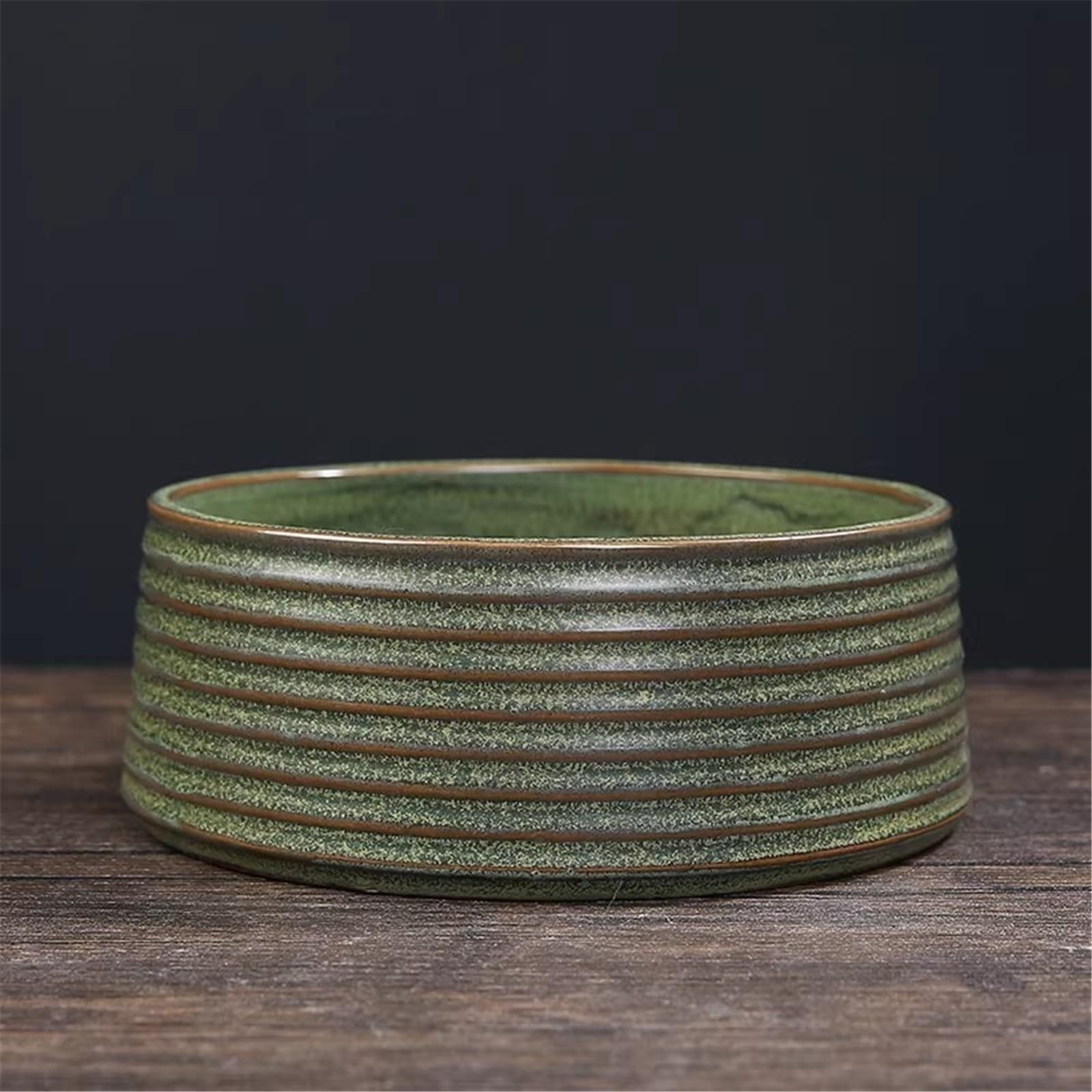Sottovasi per Fiori Vassoio Profondo in Ceramica Grezza con piattino a Righe Vaso