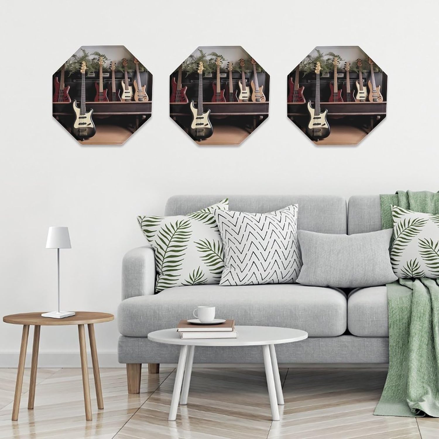 Guitar Bass Music Musical Instruments Plaque for Wall Decor, Funny Metal Sign for Home, Lightweight Octagonal Iron Plate for Bar, Personalized Tin Signs for Office, Hallway, 11.8 Inches 3PCS image 5