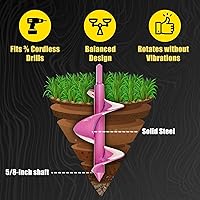 Vista 4 de Power Planter barrena de 3"x7" para almácigos y bulbos., Rosado